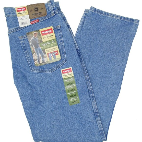 Wrangler Original Men's Jeans I Five Star Regular 100% Cotton Fit Jeans - Picture 5 of 12